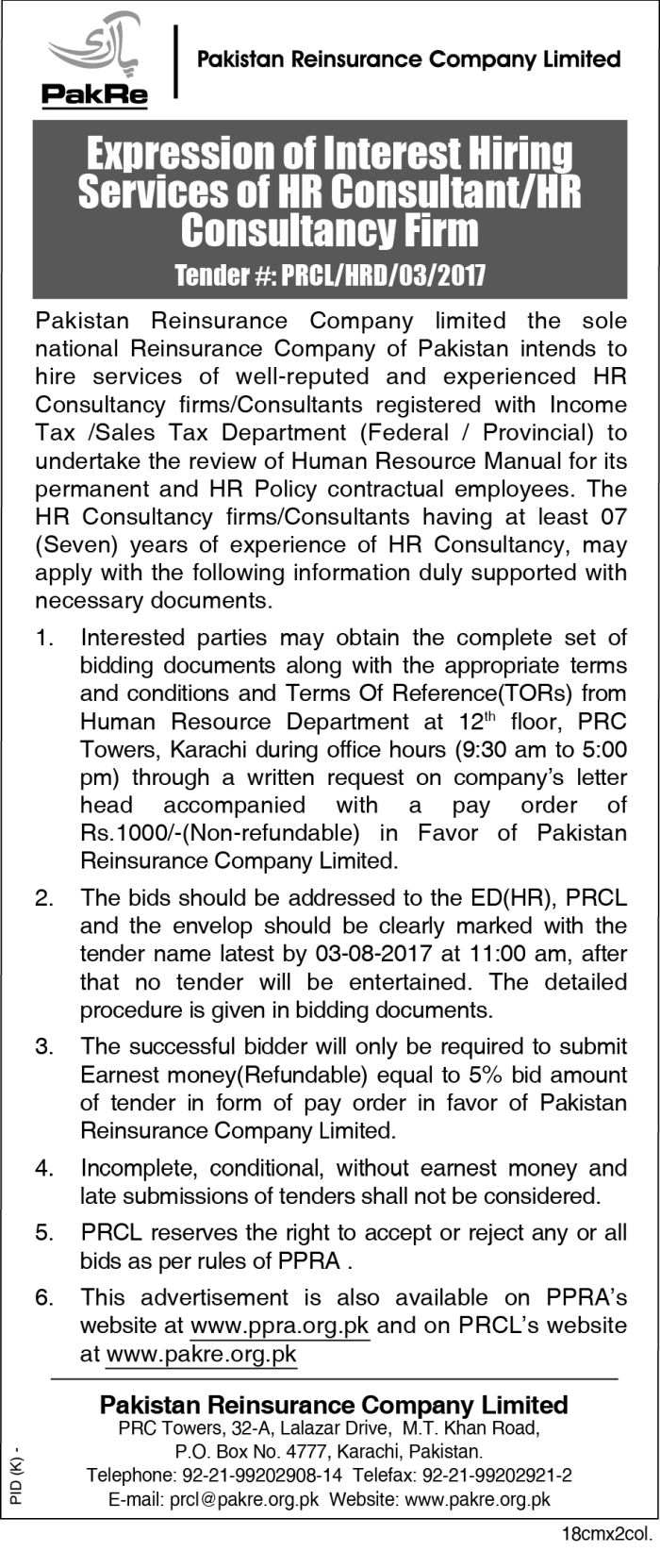 Expression of Interest for hiring of HR Consultant