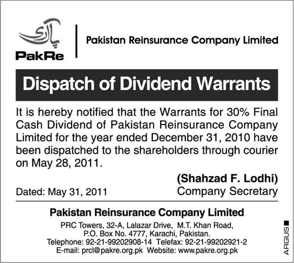 Dispatch of Divident Warrants